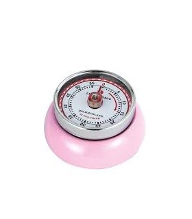 Minuteur rond aimanté rose