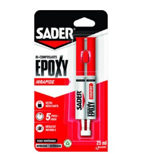Colle epoxy rapide seringue 25ml Sader